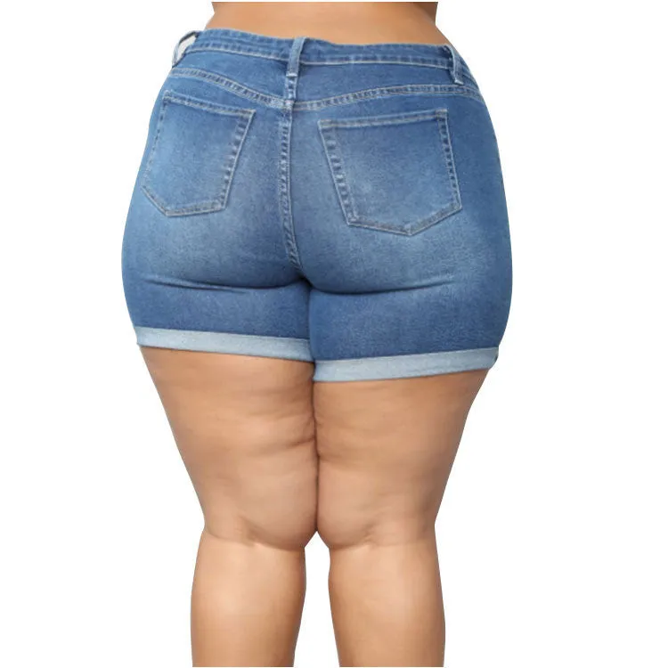 Plus Size Stretch Denim Shorts