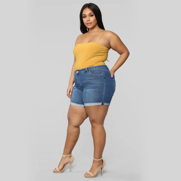 Plus Size Stretch Denim Shorts