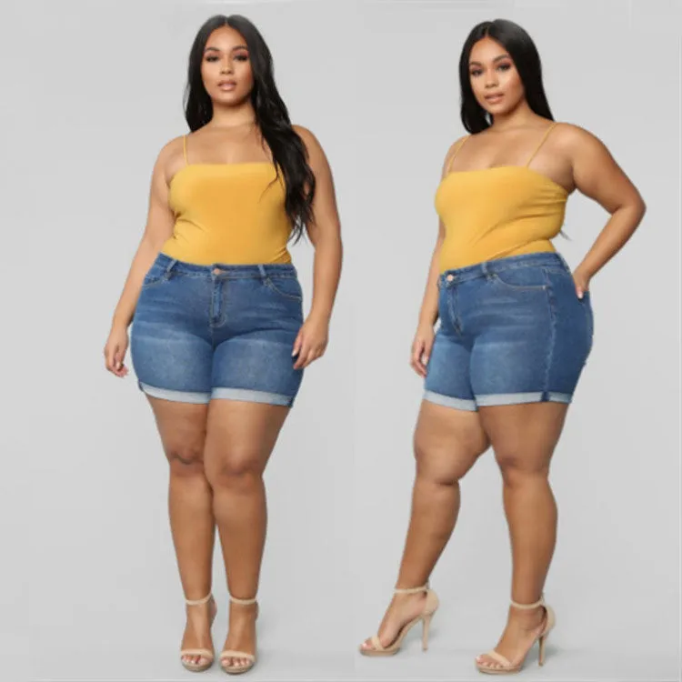 Plus Size Stretch Denim Shorts
