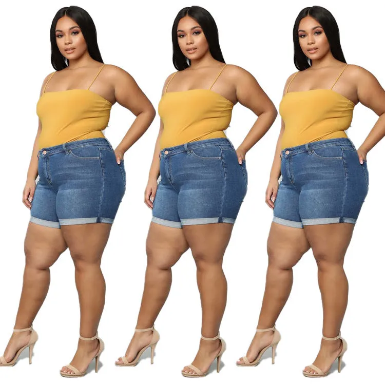 Plus Size Stretch Denim Shorts