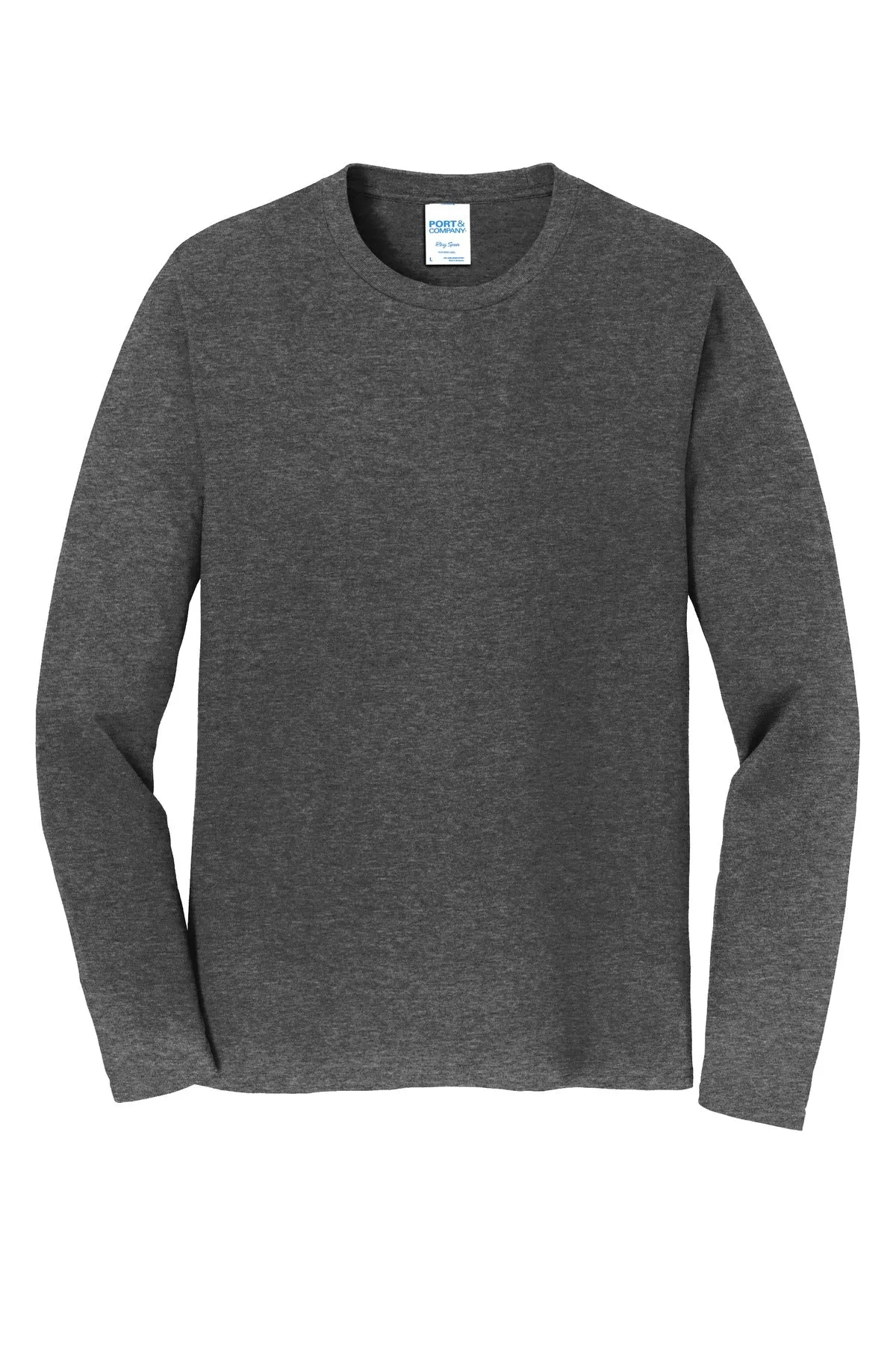 Port & Company Long Sleeve Fan Favorite Tee. PC450LS Dark Heather Grey