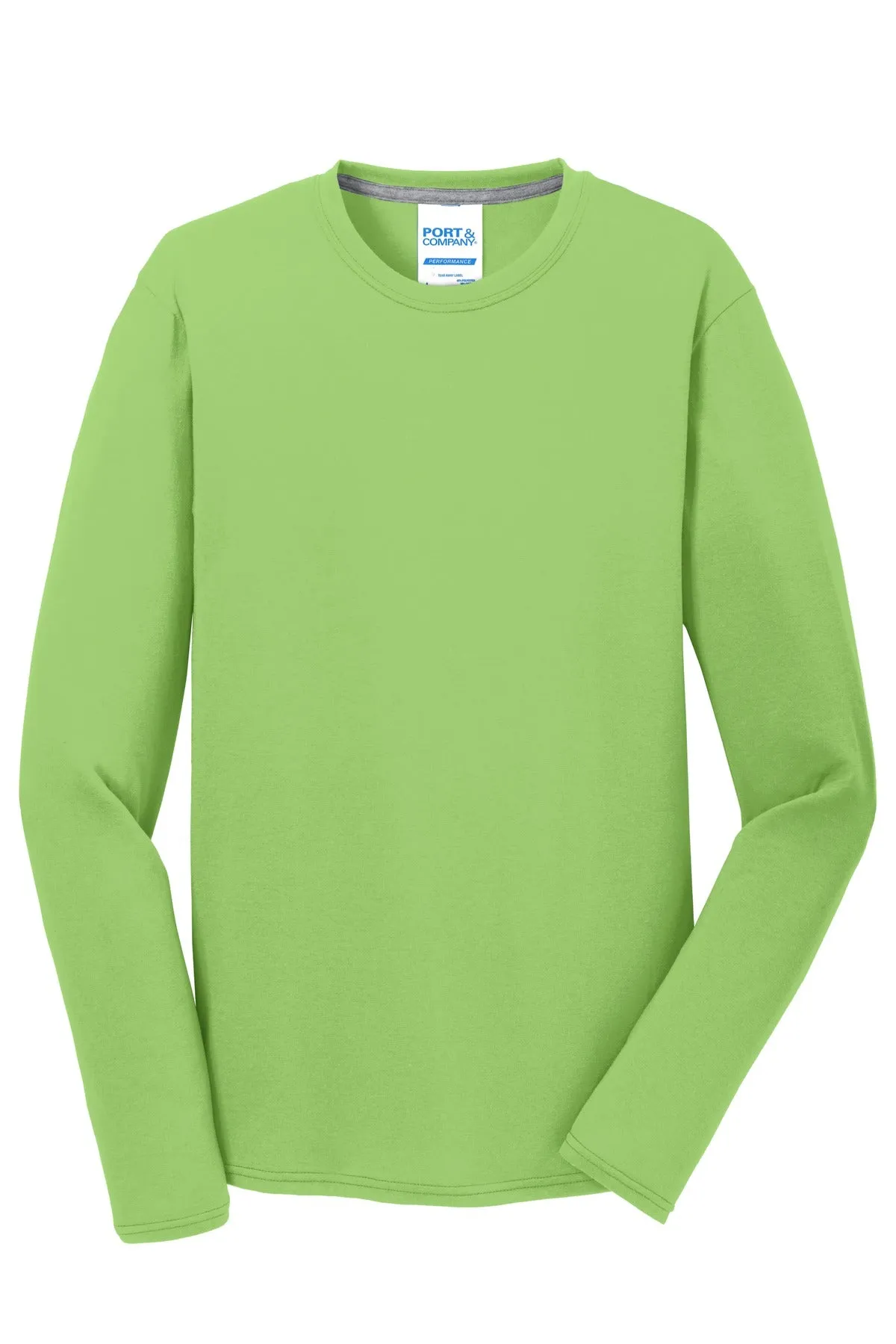 Port & Company Long Sleeve Performance Blend Tee. PC381LS Lime