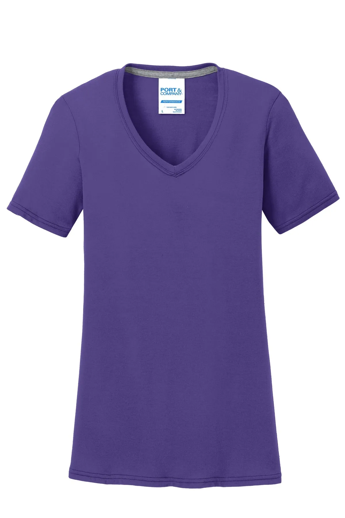 Port & Company Women's Performance Blend V-Neck Tee. LPC381V Purple