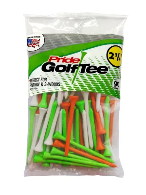Pride Wood Golf Tee 2-3/4" Green/White/Red 90pcs