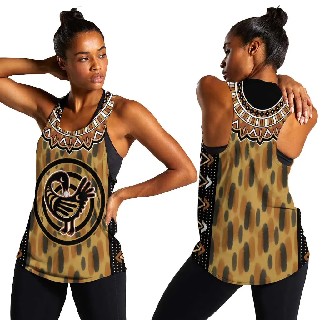 Printed Mud Cloth and Adinkra Symbol Women Racerback Tank DT02