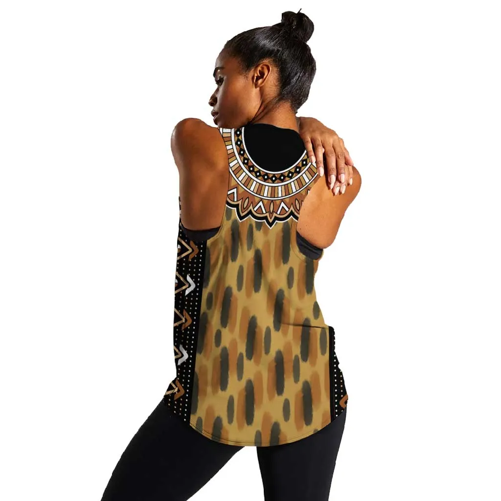 Printed Mud Cloth and Adinkra Symbol Women Racerback Tank DT02