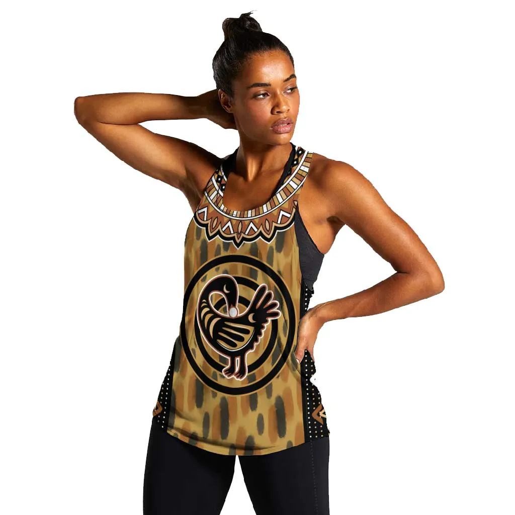 Printed Mud Cloth and Adinkra Symbol Women Racerback Tank DT02