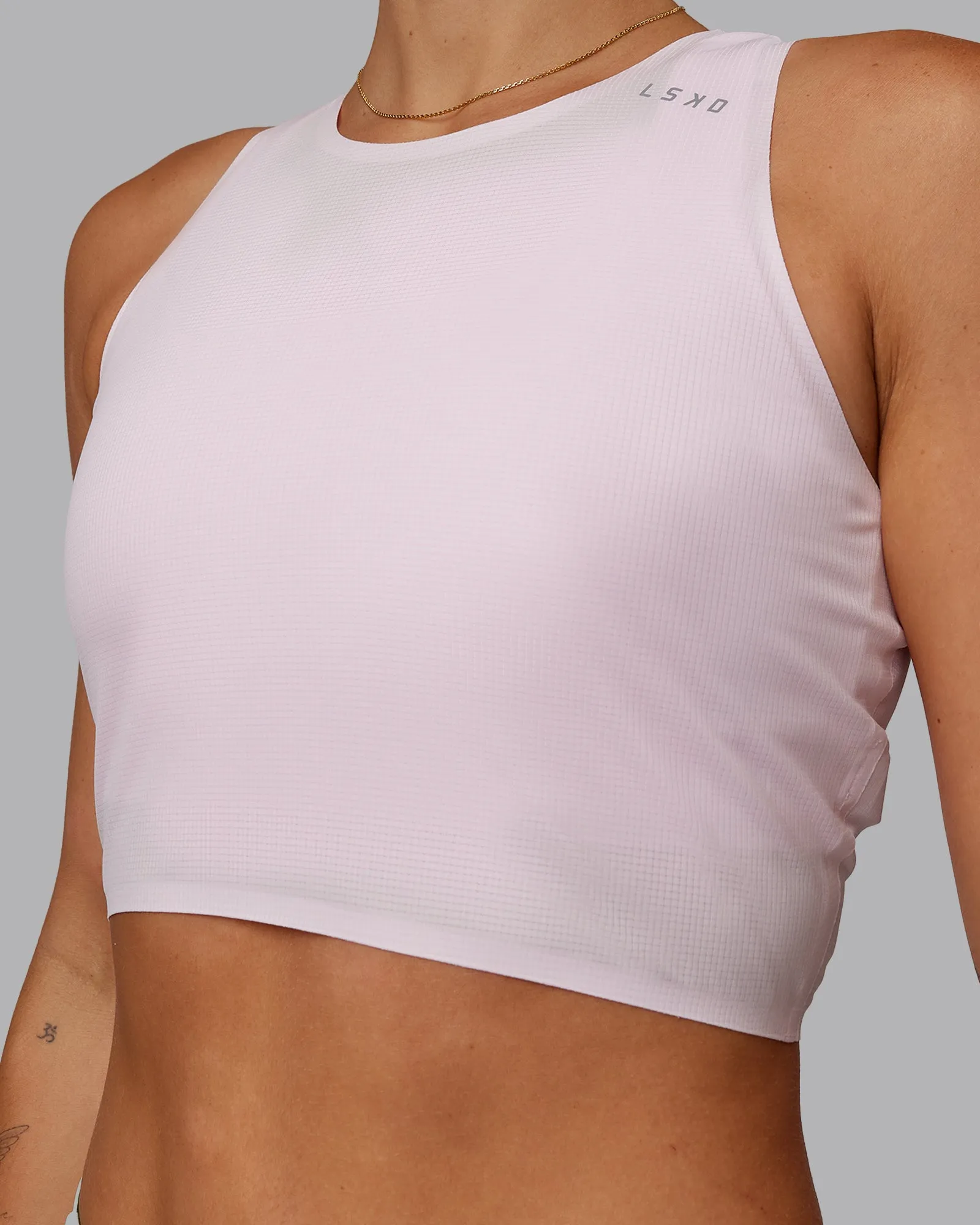 Race Day Cropped Performance Tank - Festival Bloom-White