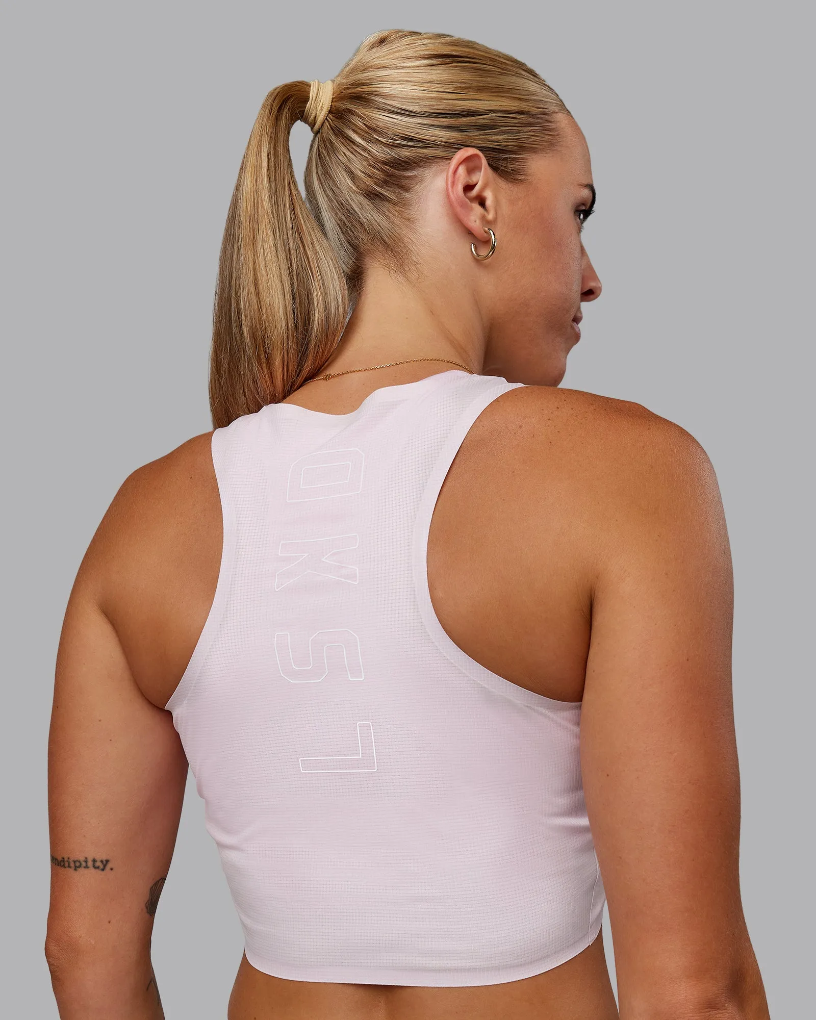 Race Day Cropped Performance Tank - Festival Bloom-White