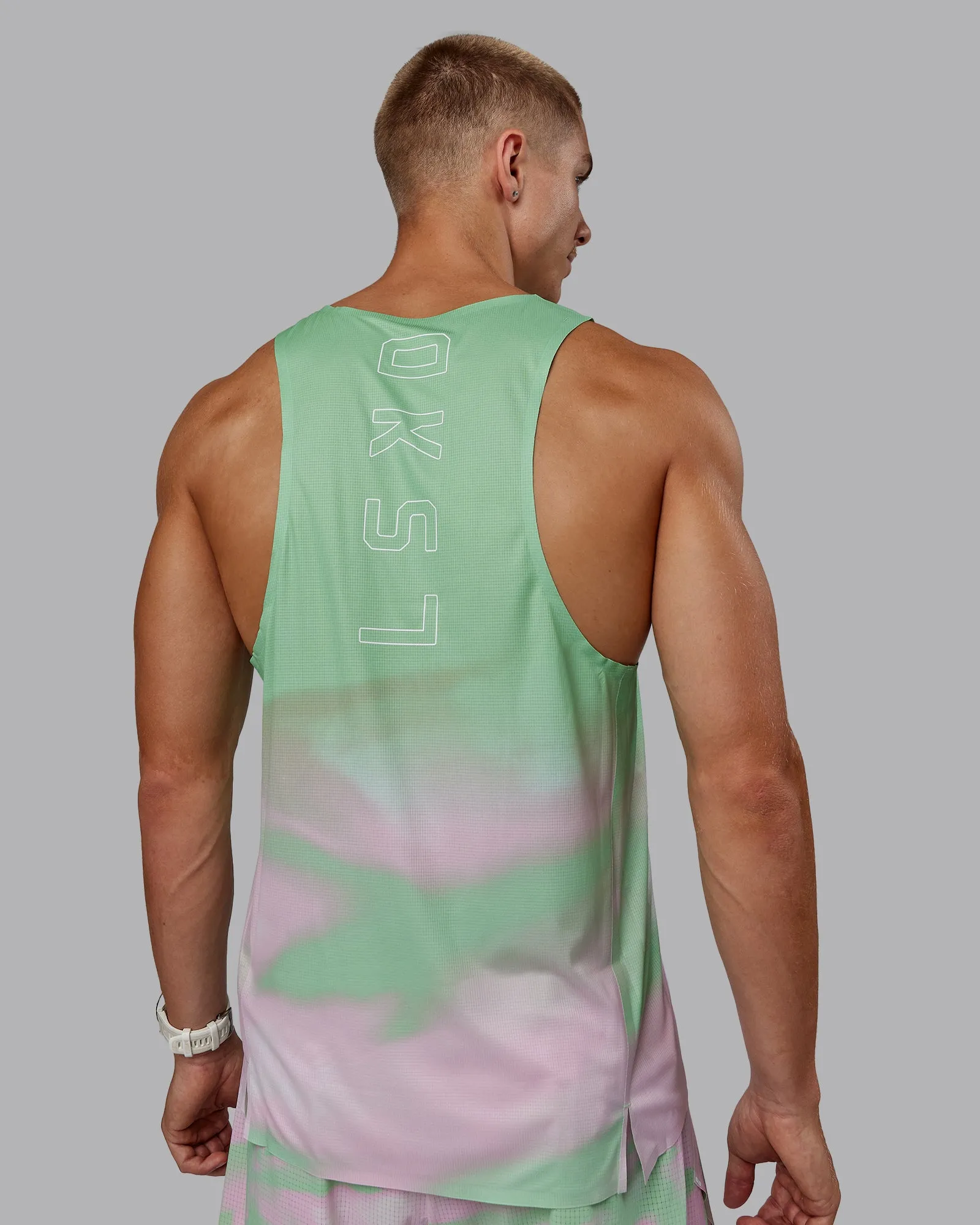 Race Day Performance Tank - Dash Green-Pink