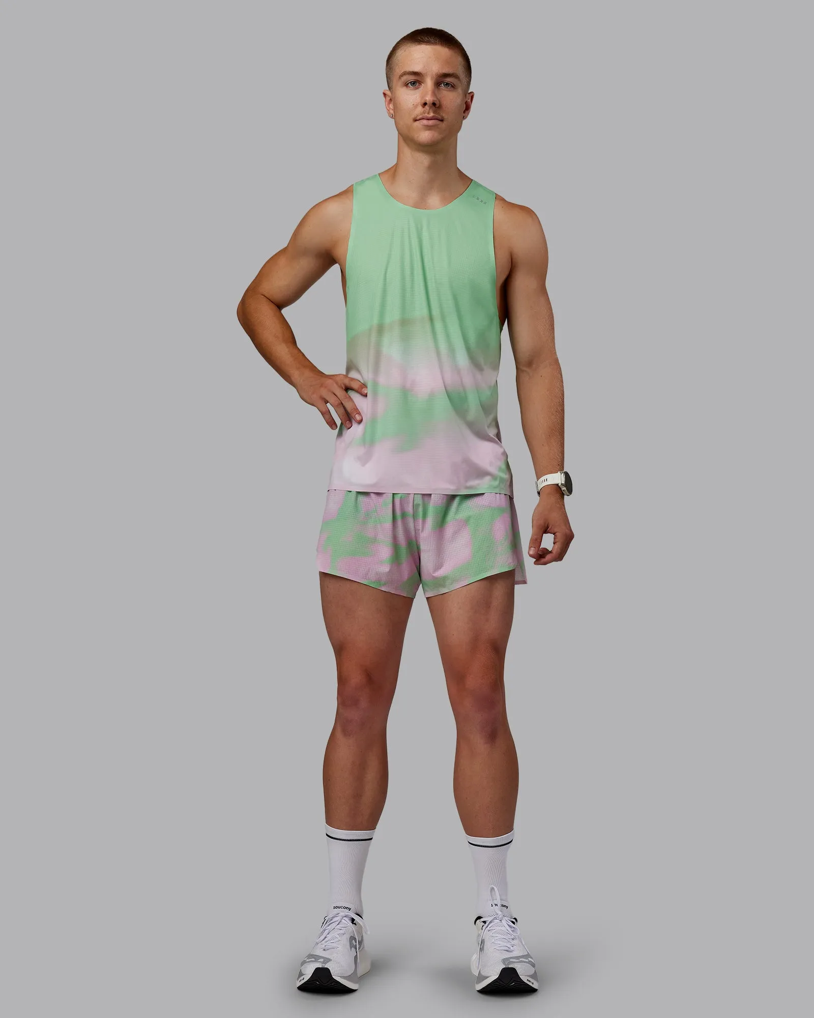 Race Day Performance Tank - Dash Green-Pink