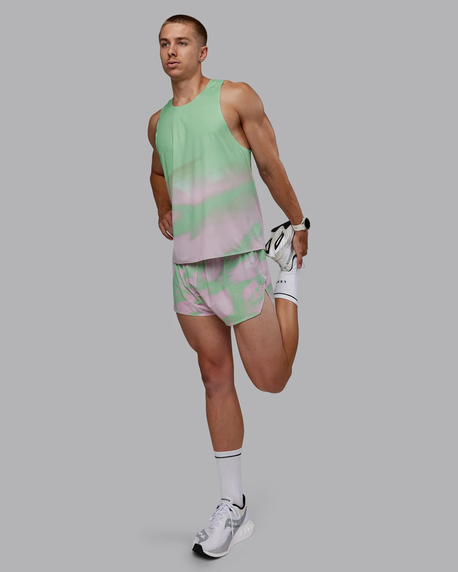 Race Day Performance Tank - Dash Green-Pink