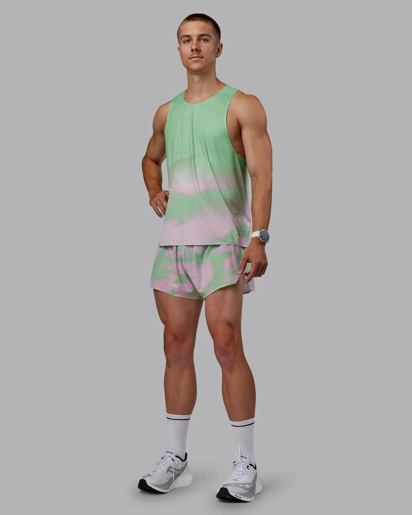 Race Day Performance Tank - Dash Green-Pink