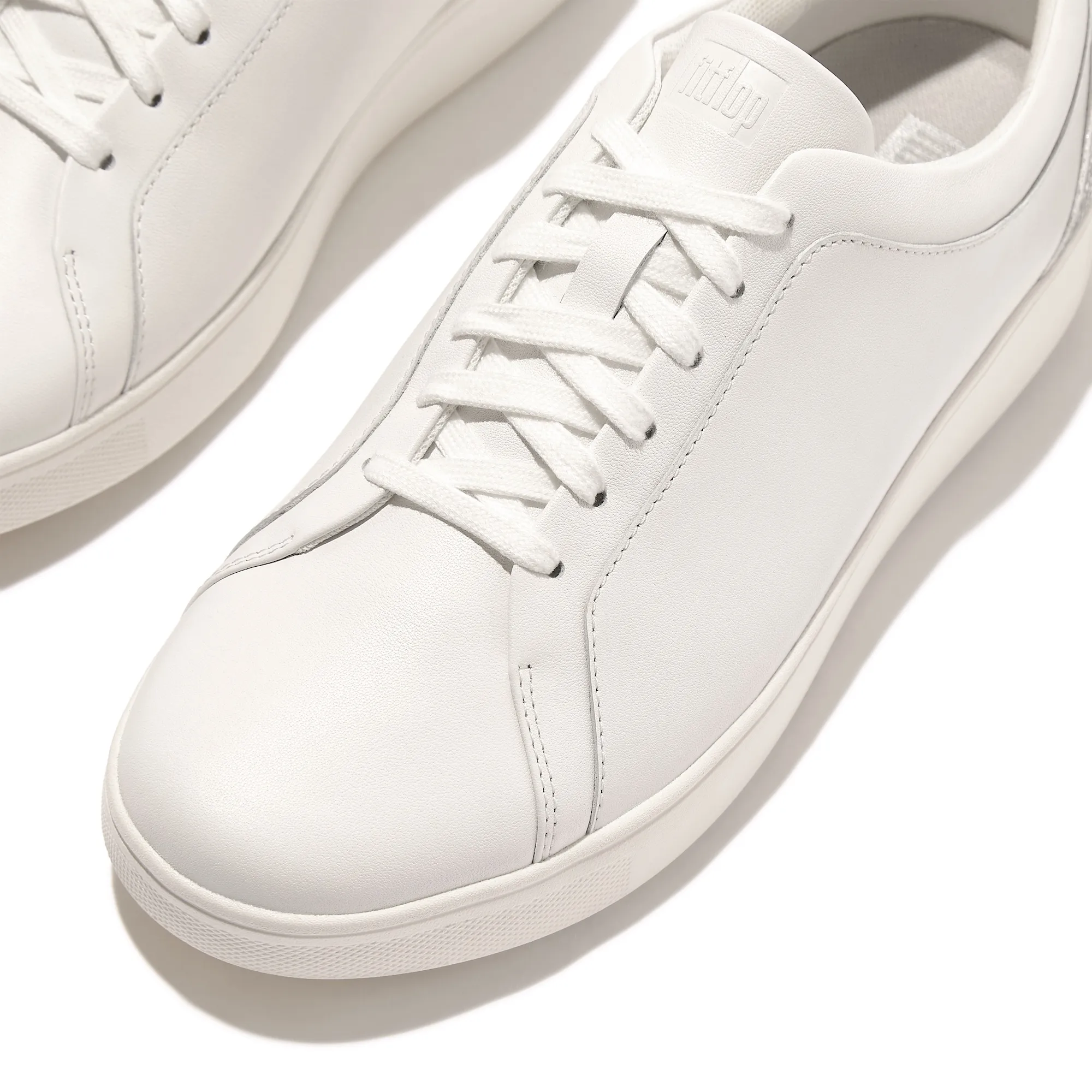 Rally Crystal-Backtab Leather Trainers in White