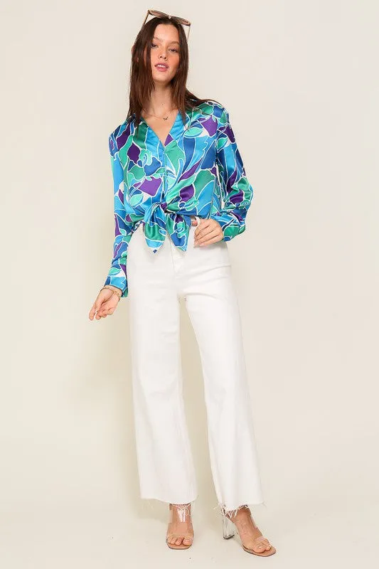 Retro Print Satin Blouse (Various Colors), Timing
