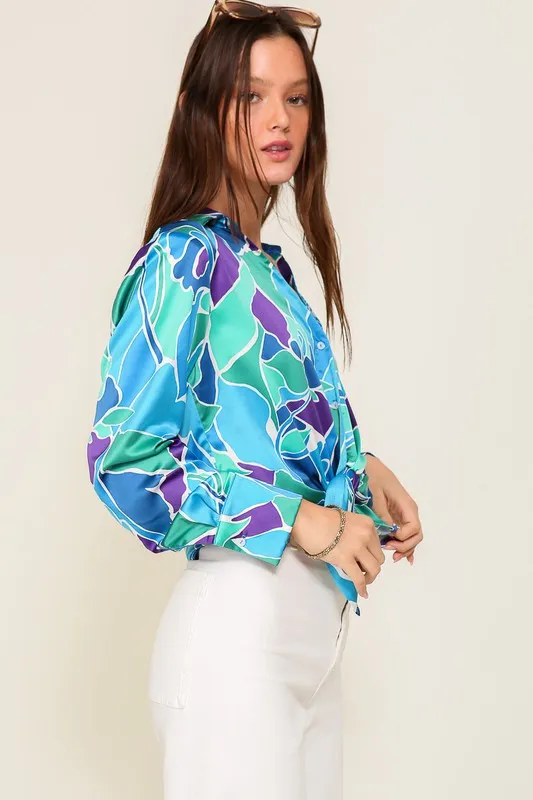 Retro Print Satin Blouse (Various Colors), Timing