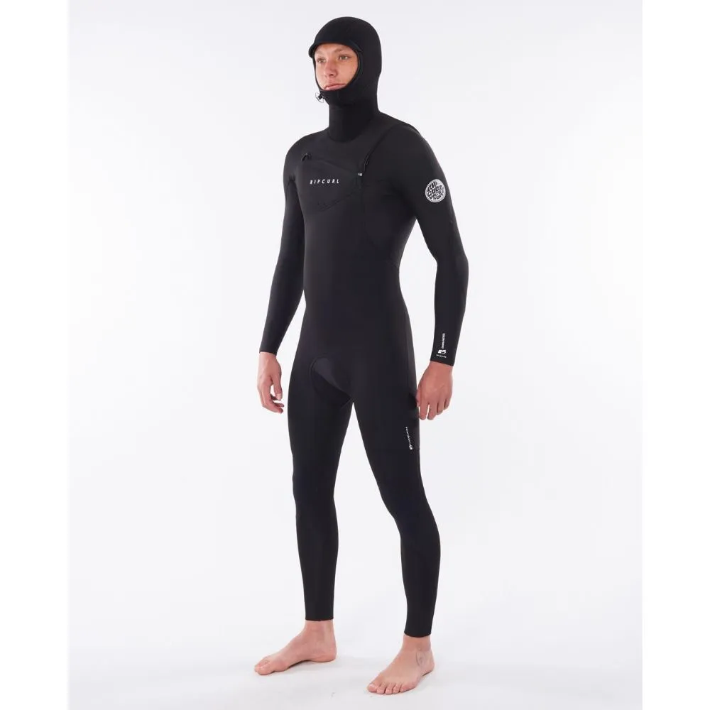 RIP CURL DAWN PATROL 5/4 HOODED CHEST ZIP BLACK