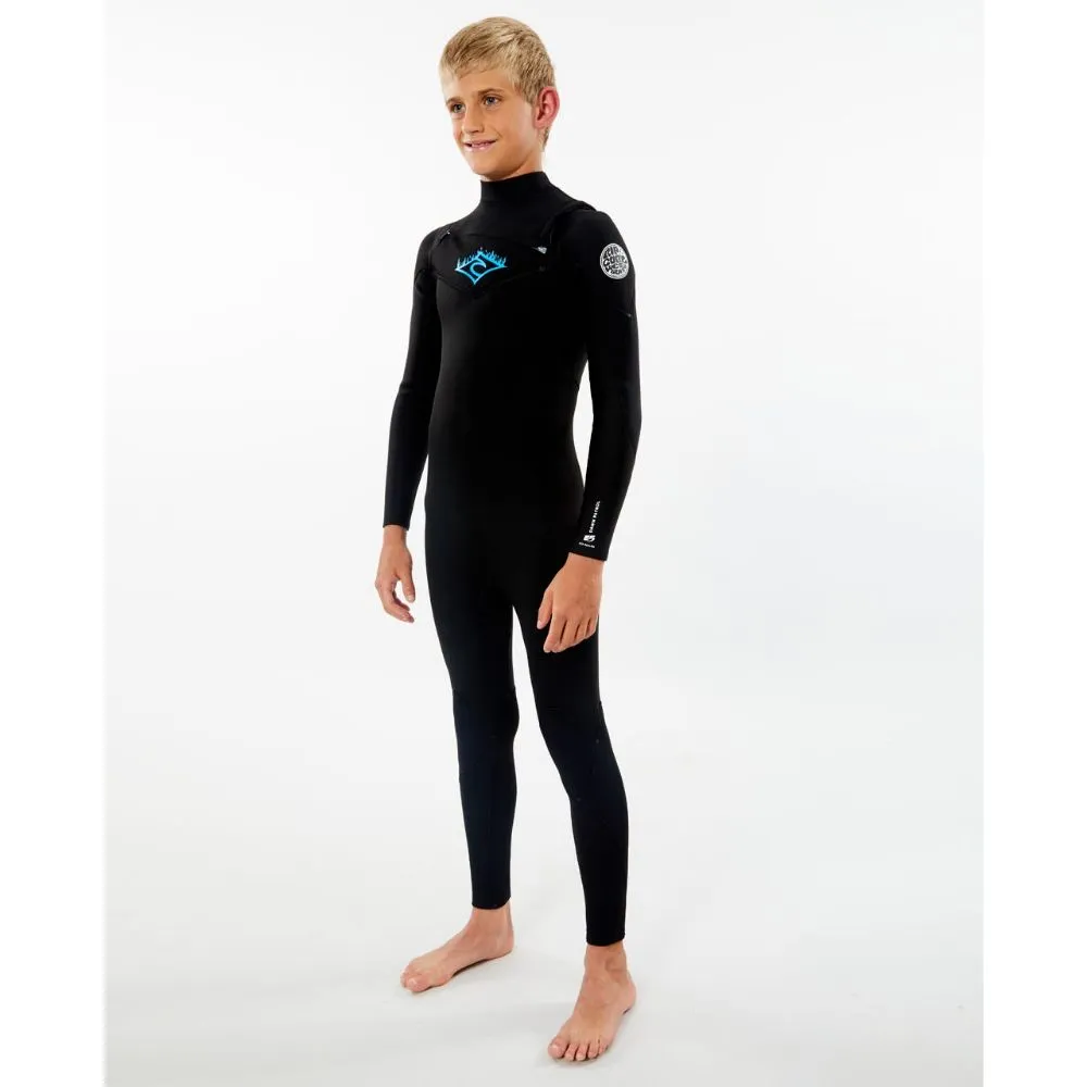 RIP CURL JUNIOR DAWN PATROL 3/2 CHEST ZIP BLACK