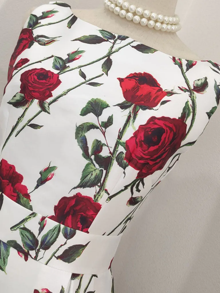 Roce Print Sleeveless Classic 1950S Vintage Garden Party Dress