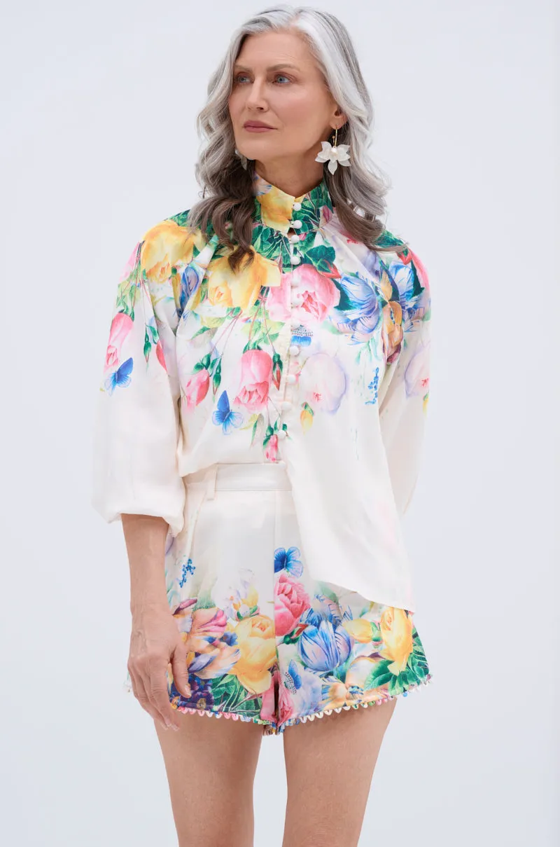 ROSE FLORAL BUTTON DOWN