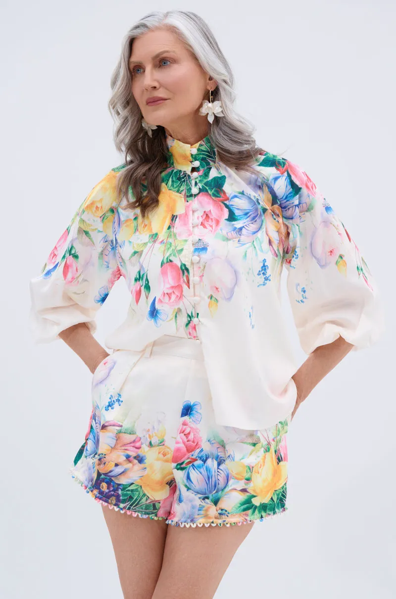 ROSE FLORAL BUTTON DOWN