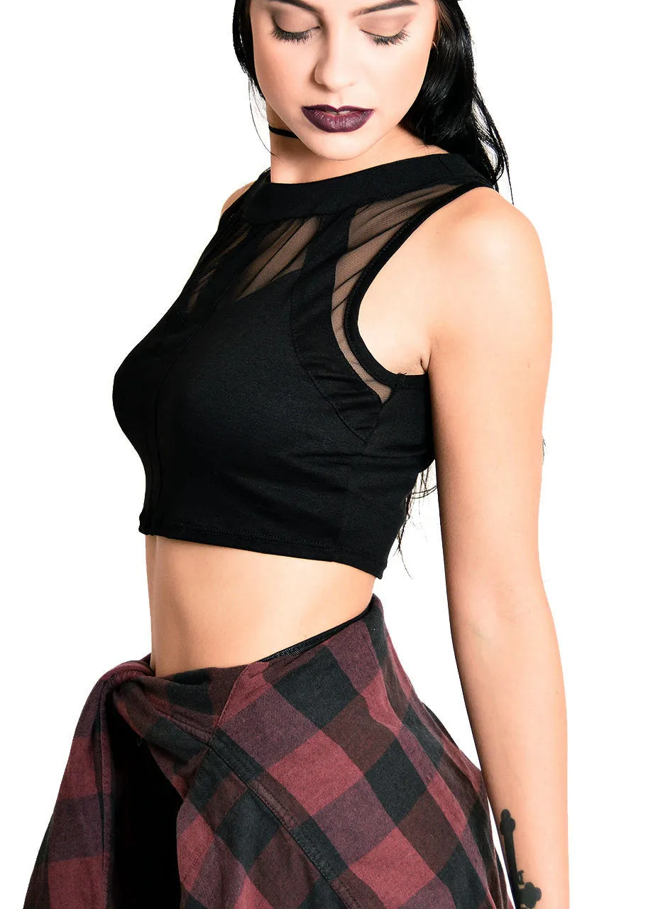 See You Monday Mesh Cut Out Crop Top