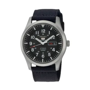 SEIKO 5 SPORTS Automatic Black Dial Nylon Strap Watch SNZG15K1 Men's(English & Latin Day/Date)