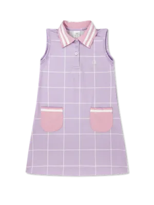 Serena Dress - Petal Purple Willington Windowpane, Cotton Candy Pink