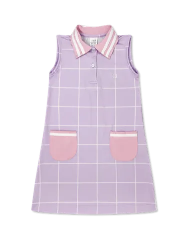 Serena Dress - Petal Purple Willington Windowpane, Cotton Candy Pink