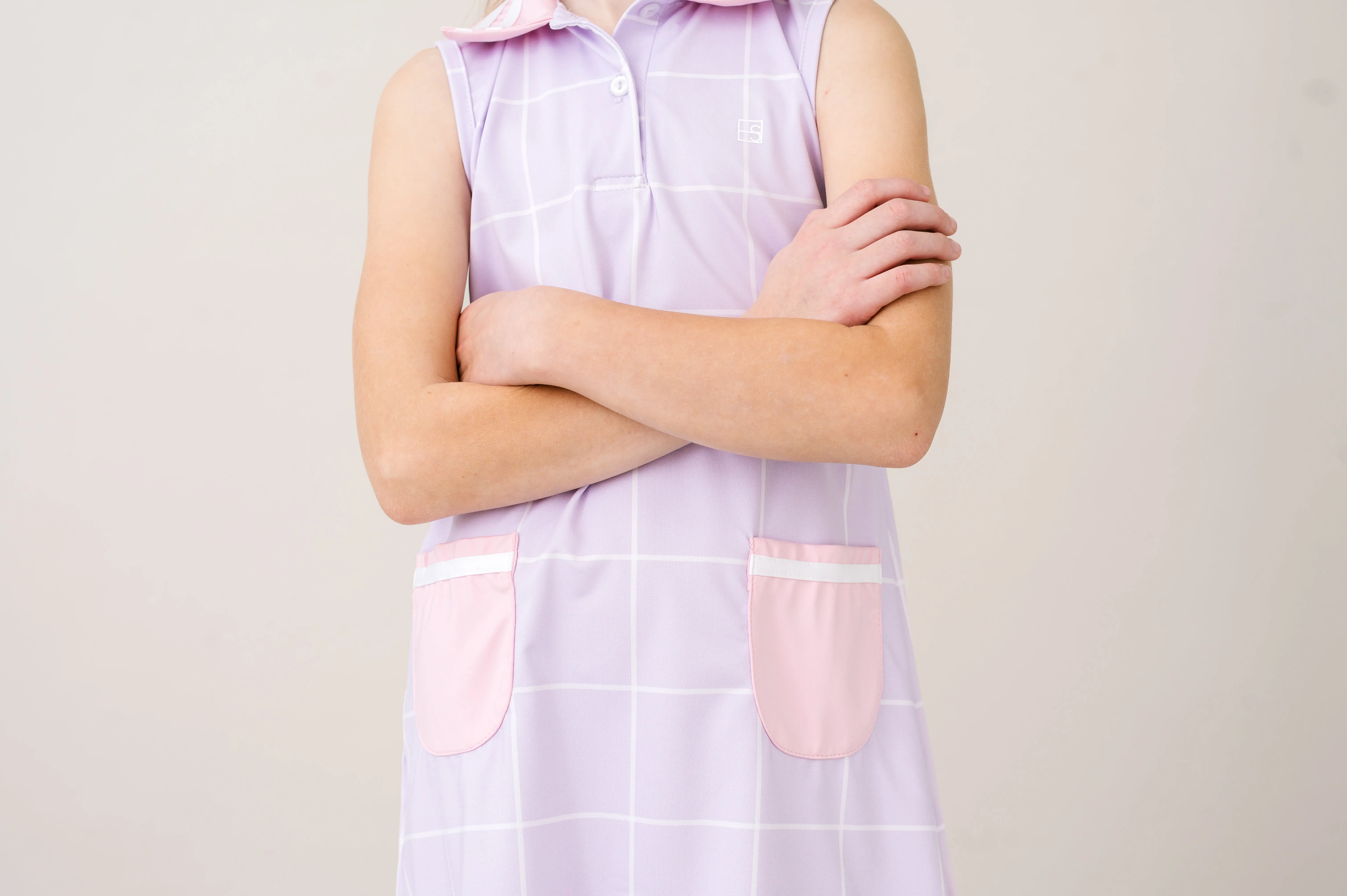Serena Dress - Petal Purple Willington Windowpane, Cotton Candy Pink
