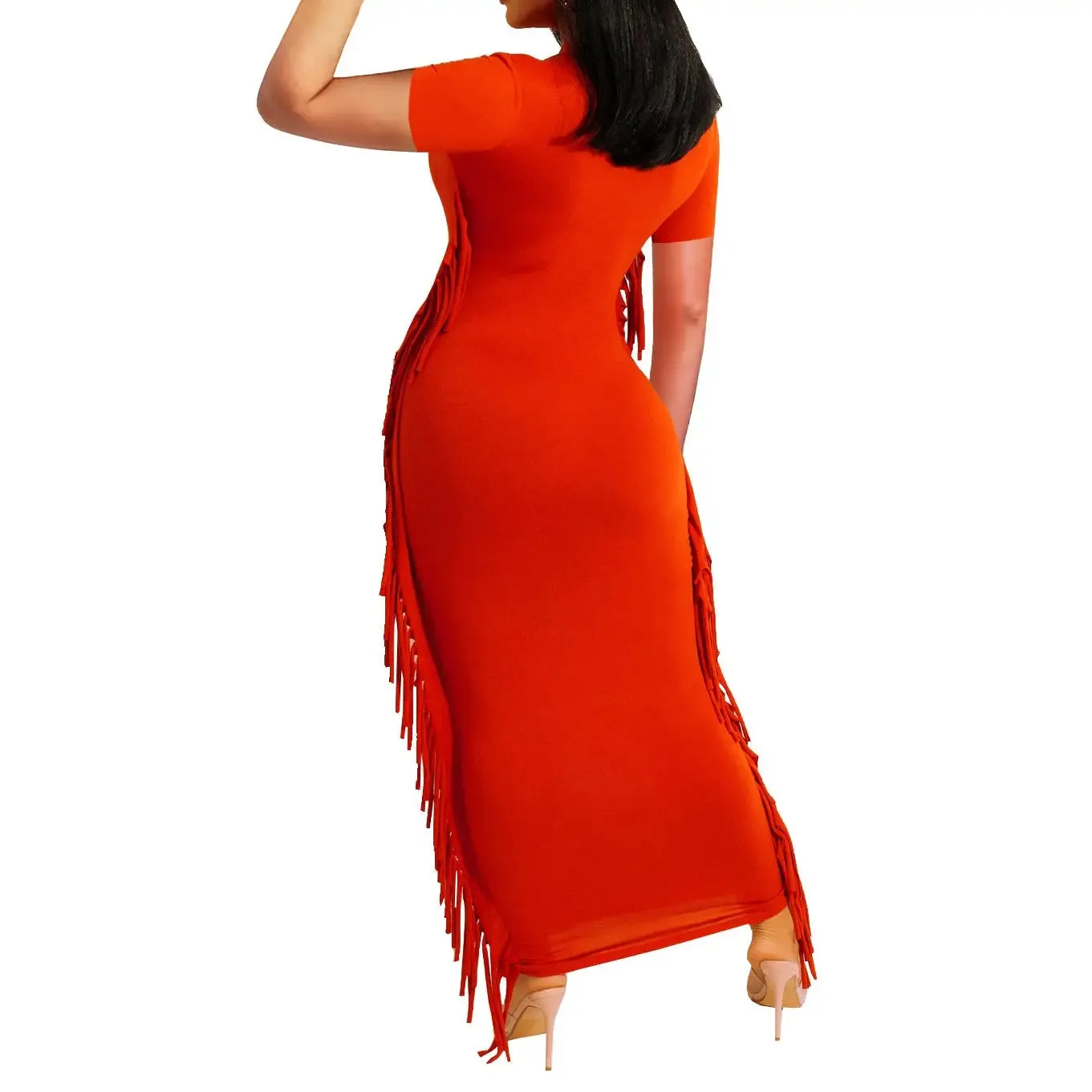 Short Sleeve Tassel Dress