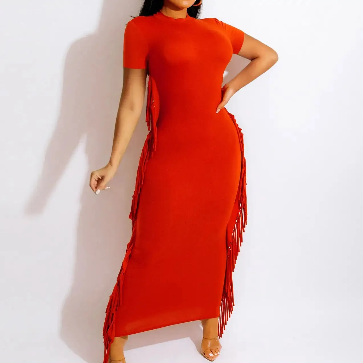 Short Sleeve Tassel Dress