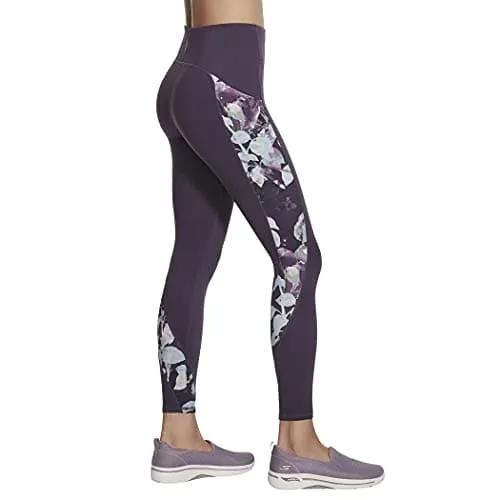Skechers Women's GO Walk High Waisted Legging, Ink Leaf Print, XS