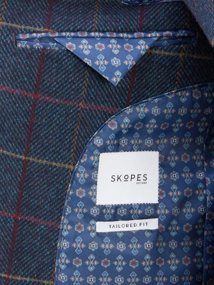 SKOPES Mens Big Size Tal Doyle Aqua/Wine Check Jacket