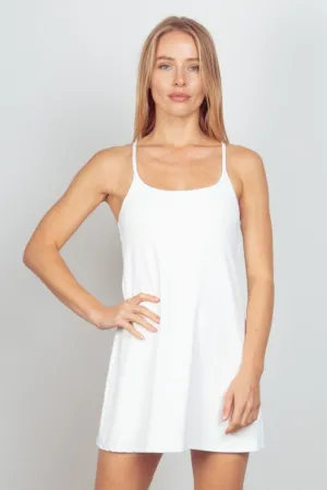Sleeveless Active Tennis Dress with Unitard Liner – Tennis Dress with Unitard Liner, Sleeveless Activewear Dress, Comfortable Tennis Dress, Sports Dress with Built-in Liner, Performance Tennis Dress, Active Dress for Women