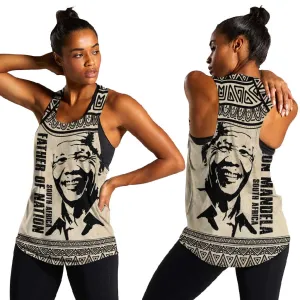 South Africa Nelson Mandela - Father Of Nation Women Racerback Tank Vintage African Pattern LT14