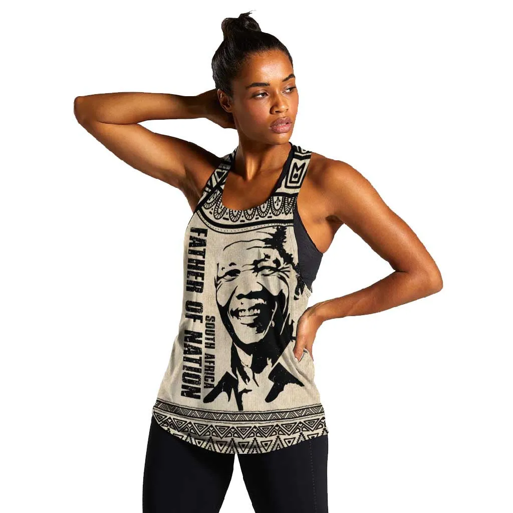 South Africa Nelson Mandela - Father Of Nation Women Racerback Tank Vintage African Pattern LT14