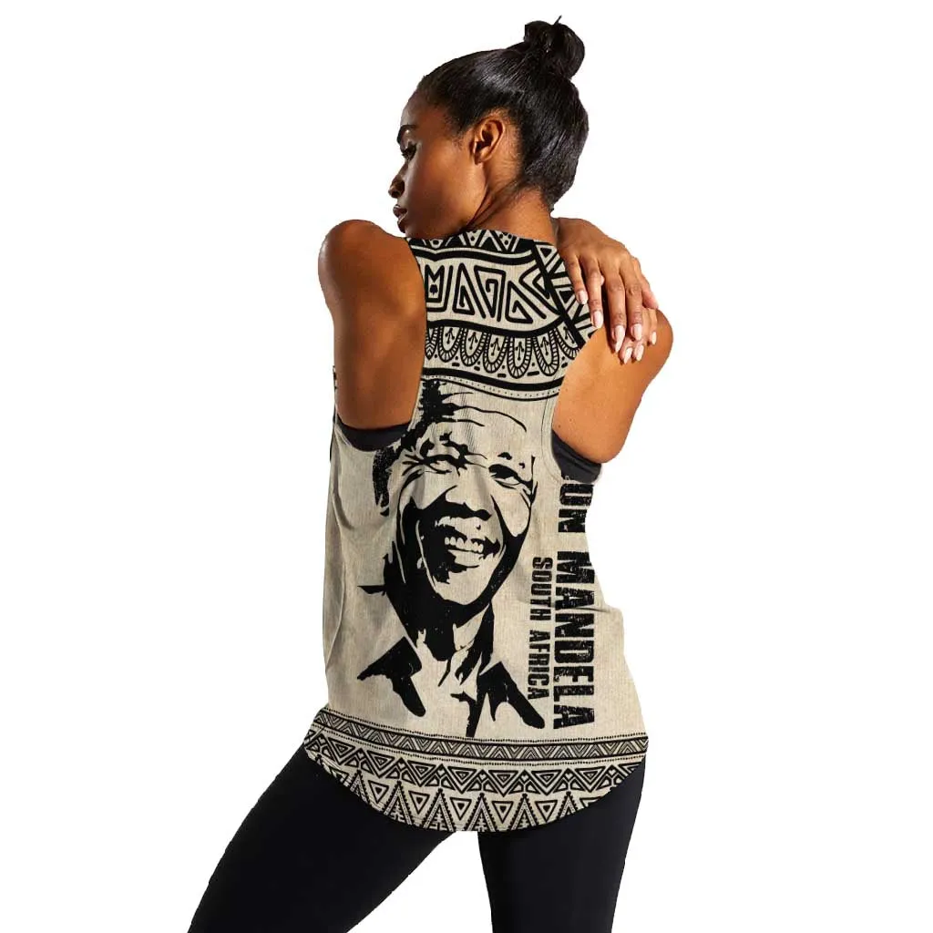 South Africa Nelson Mandela - Father Of Nation Women Racerback Tank Vintage African Pattern LT14