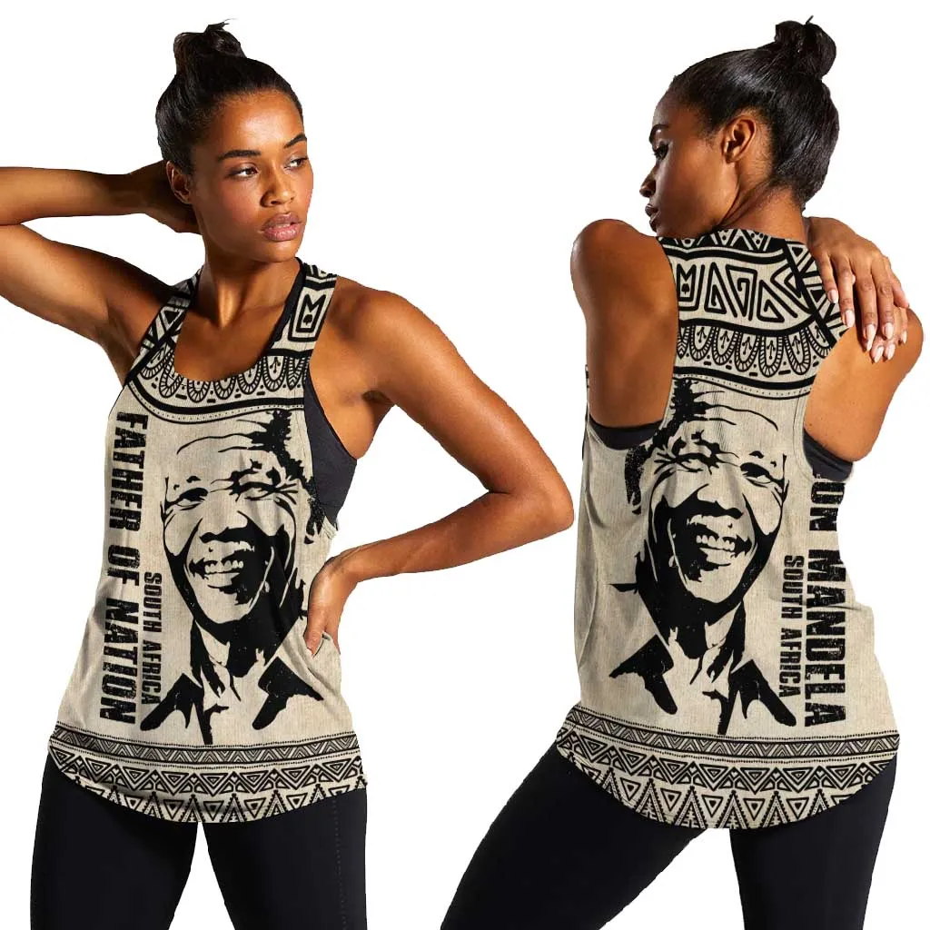 South Africa Nelson Mandela - Father Of Nation Women Racerback Tank Vintage African Pattern LT14