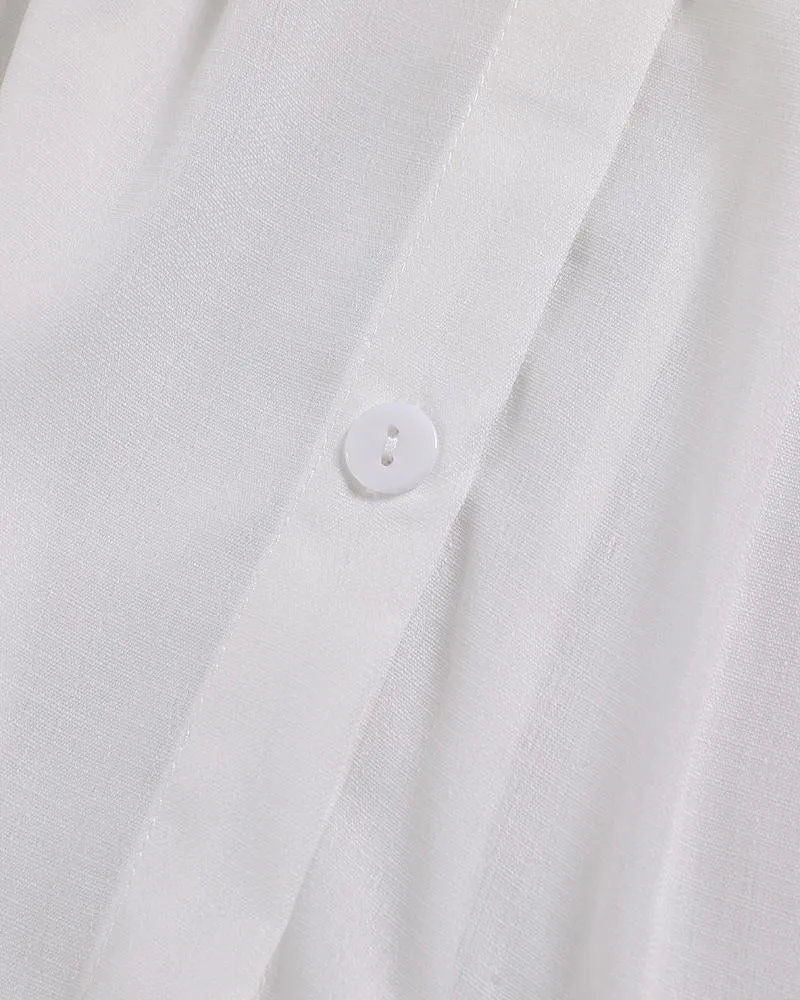 Spaghetti Strap Knotted Cutout Buttoned Maxi Dress