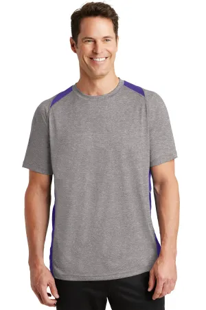 Sport-Tek Heather Colorblock Contender Tee. ST361 Vintage Heather/ Purple
