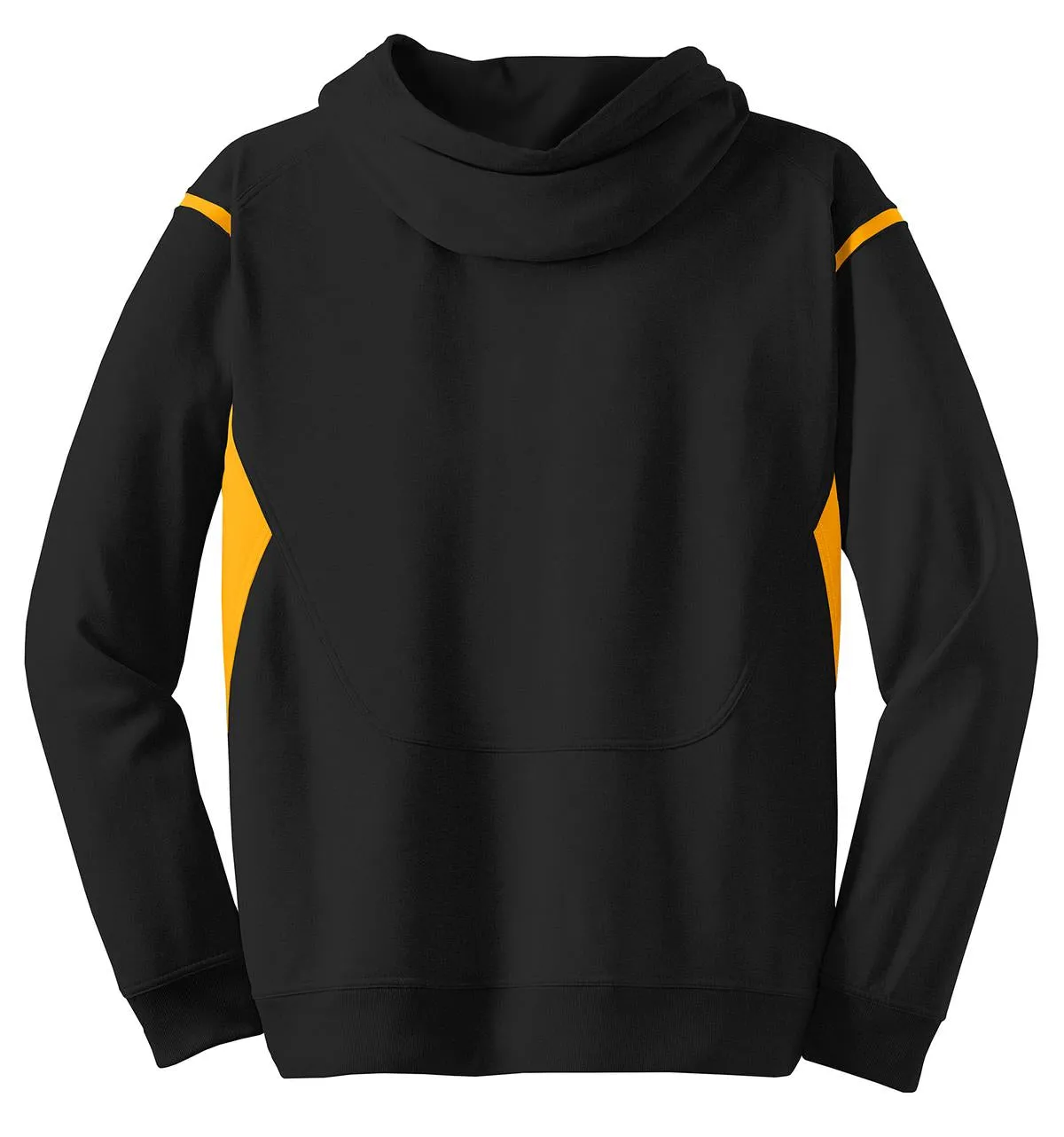 Sport-Tek Tech Fleece Colorblock Hooded Sweatshirt. F246 Black/ Gold