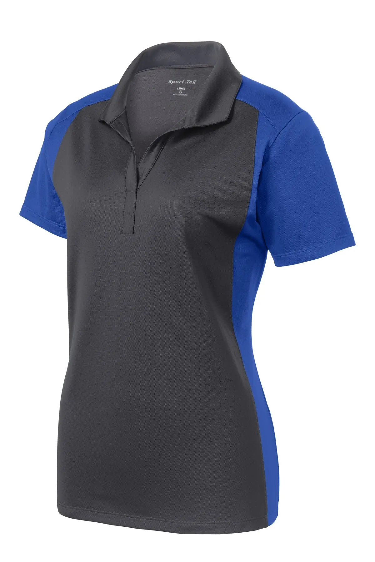Sport-Tek Women's Colorblock Micropique Sport-Wick Polo. LST652 Iron Grey/ True Royal