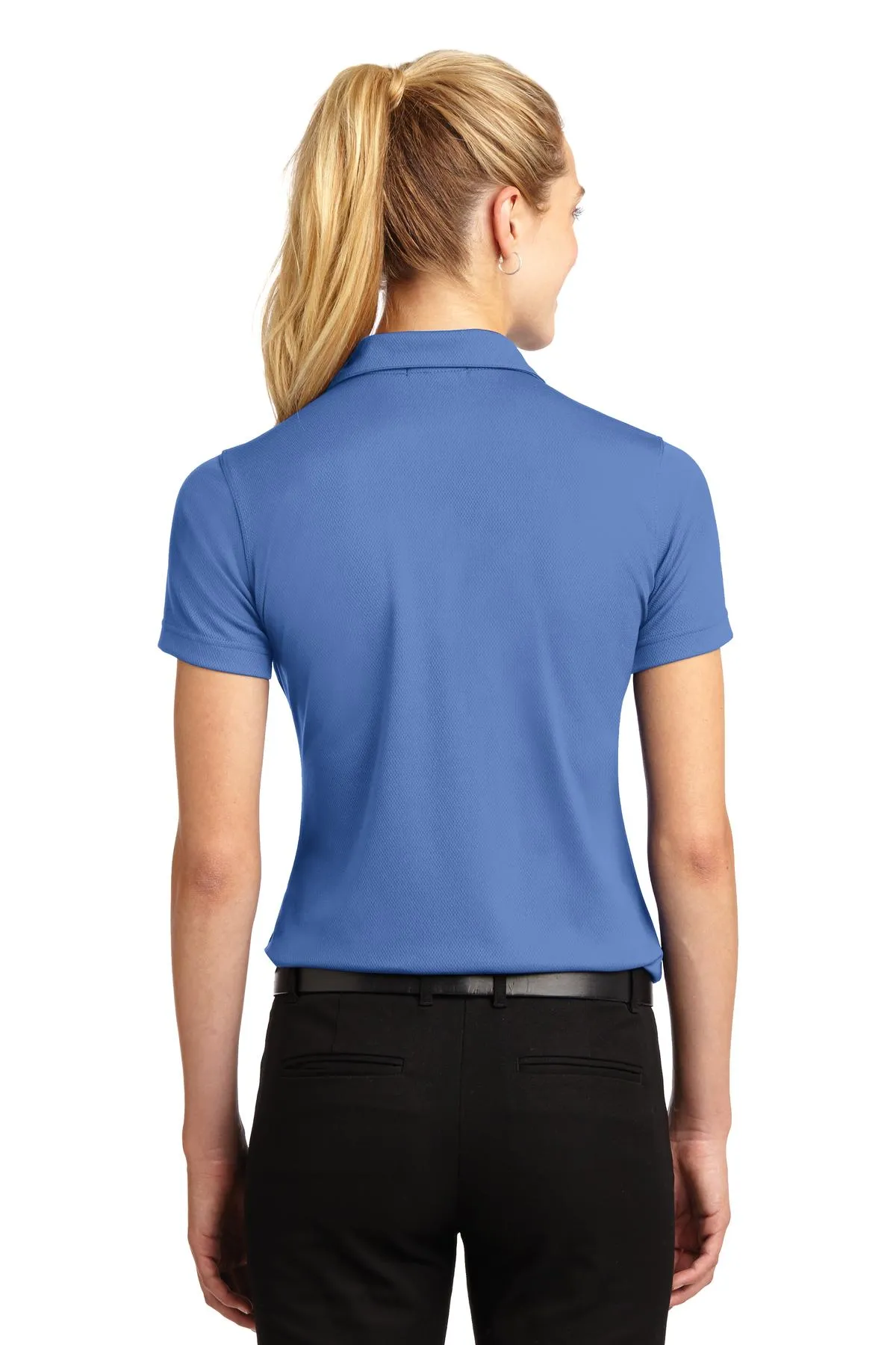 Sport-Tek Women's Dri-Mesh V-Neck Polo.  L469 Blueberry