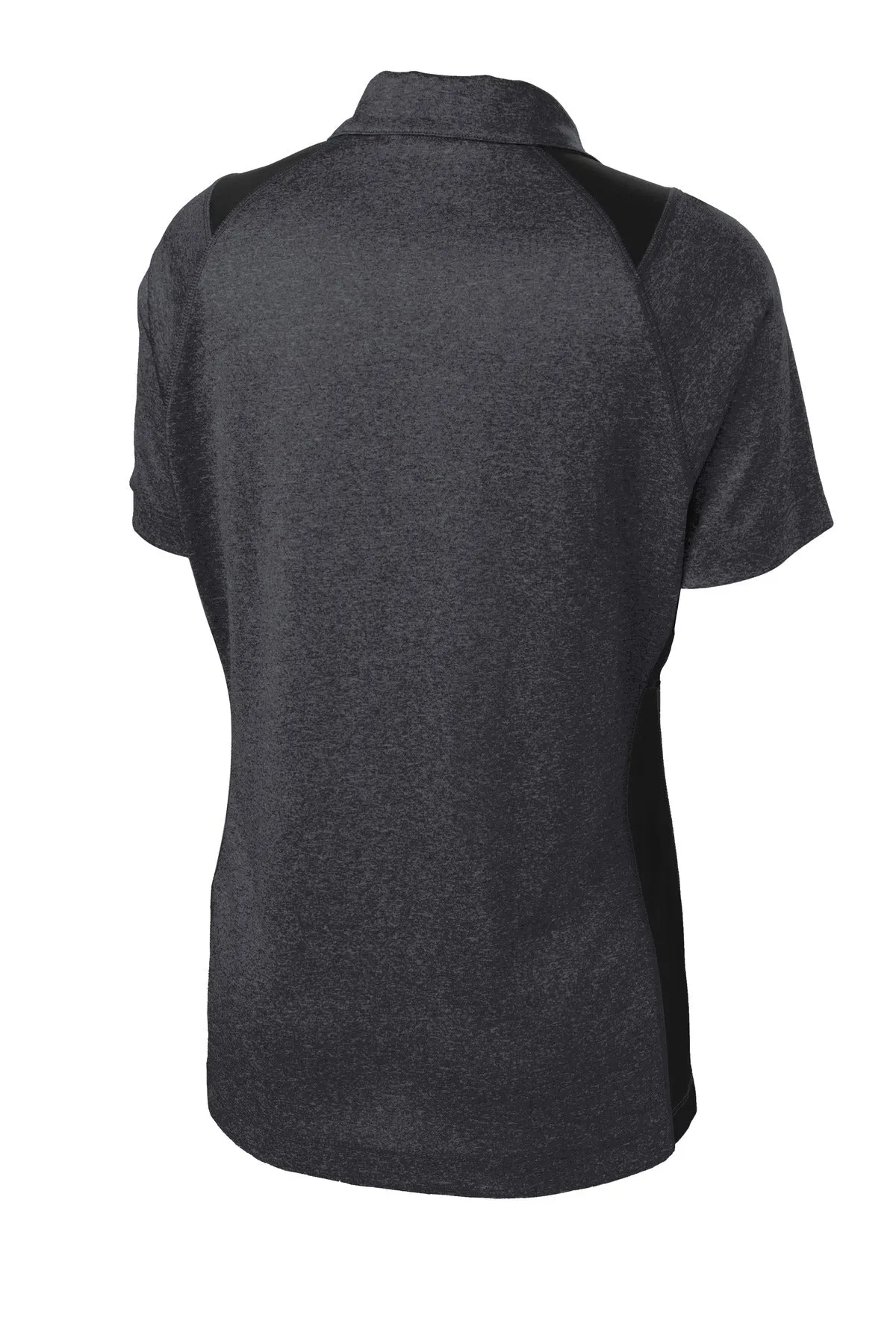 Sport-Tek Women's Heather Colorblock Contender Polo. LST665 Graphite Heather/ Black