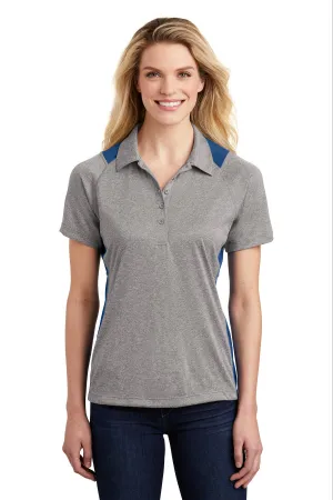 Sport-Tek Women's Heather Colorblock Contender Polo. LST665 Vintage Heather/ Royal