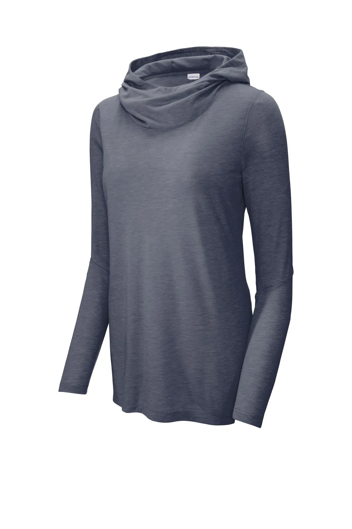Sport-Tek Women's PosiCharge  Tri-Blend Wicking Long Sleeve Hoodie LST406 True Navy Heather