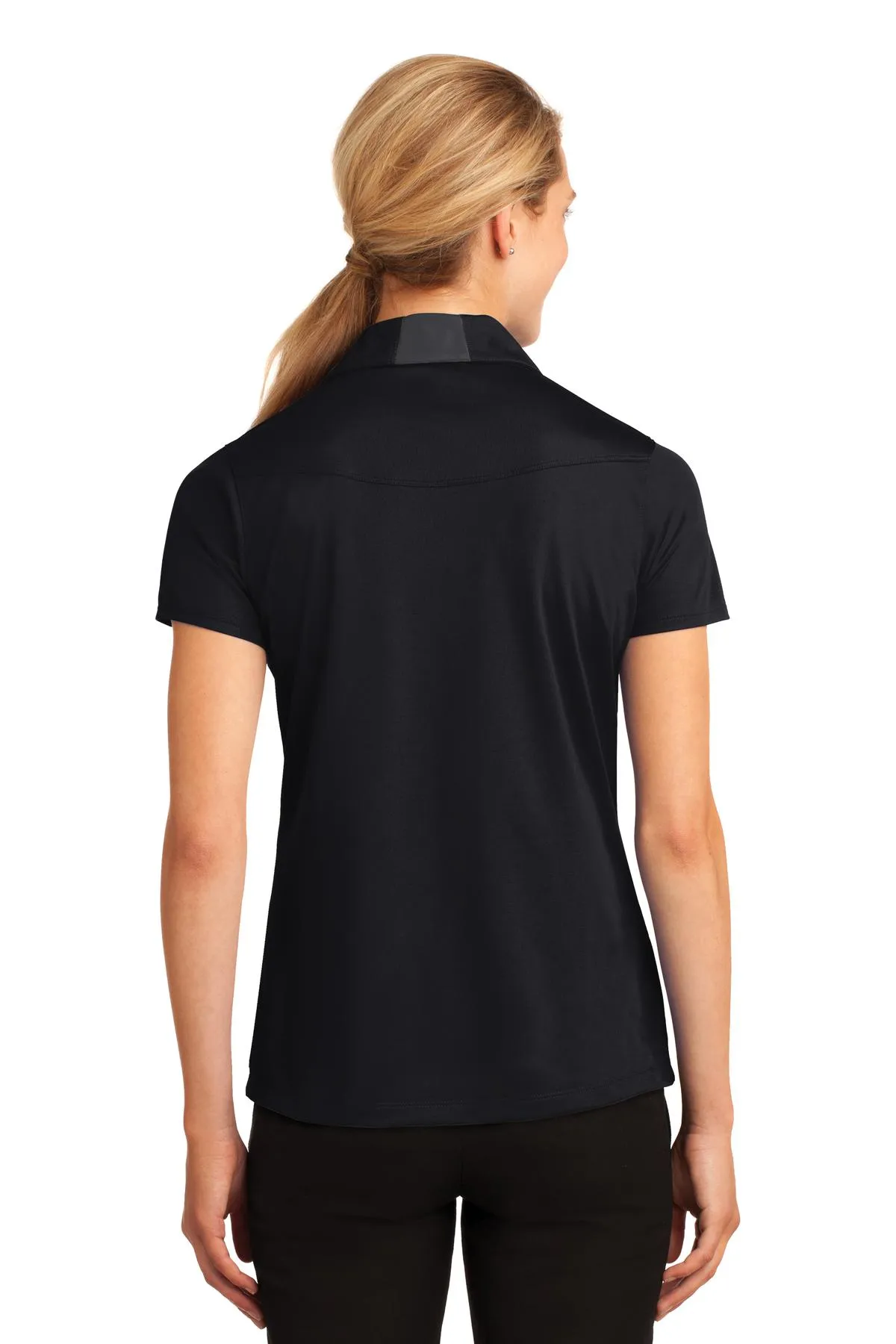 Sport-Tek Women's Side Blocked Micropique Sport-Wick Polo. LST655 Black/ Iron Grey