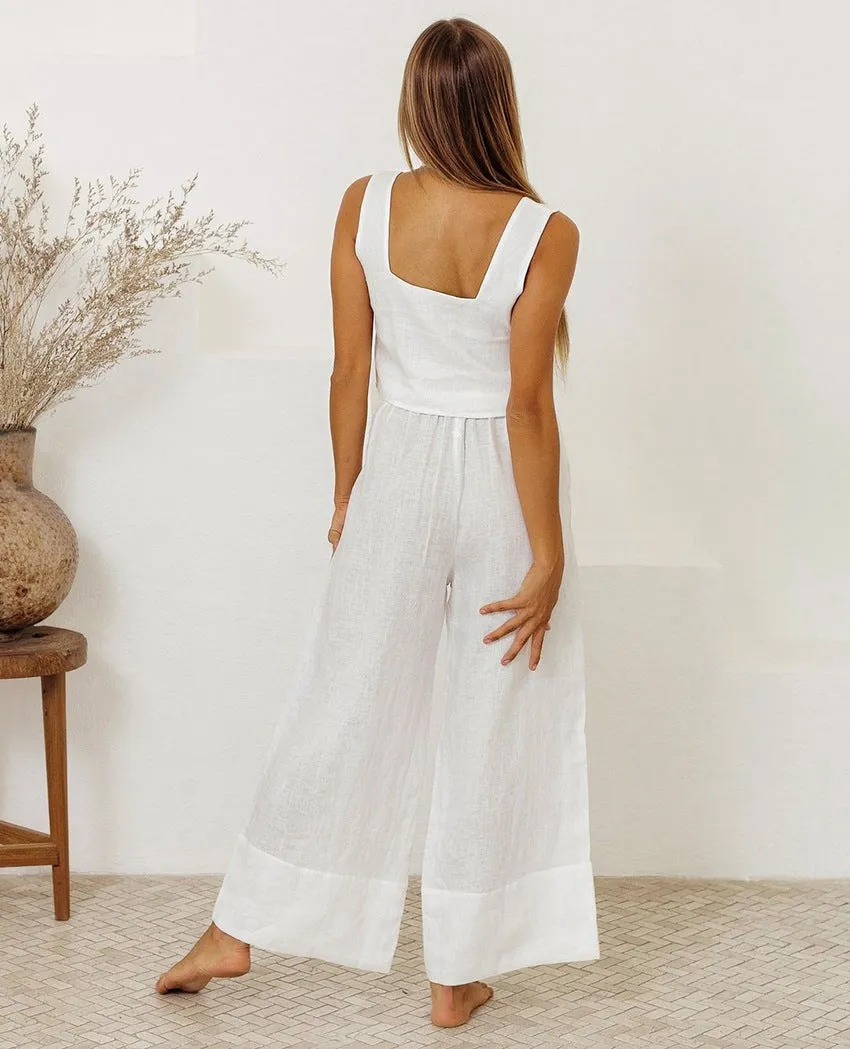 Square Neck Sleeveless Top and Pants Set (3 Colors)