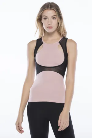 STRATUM TANK, BLUSH/BLACK MESH